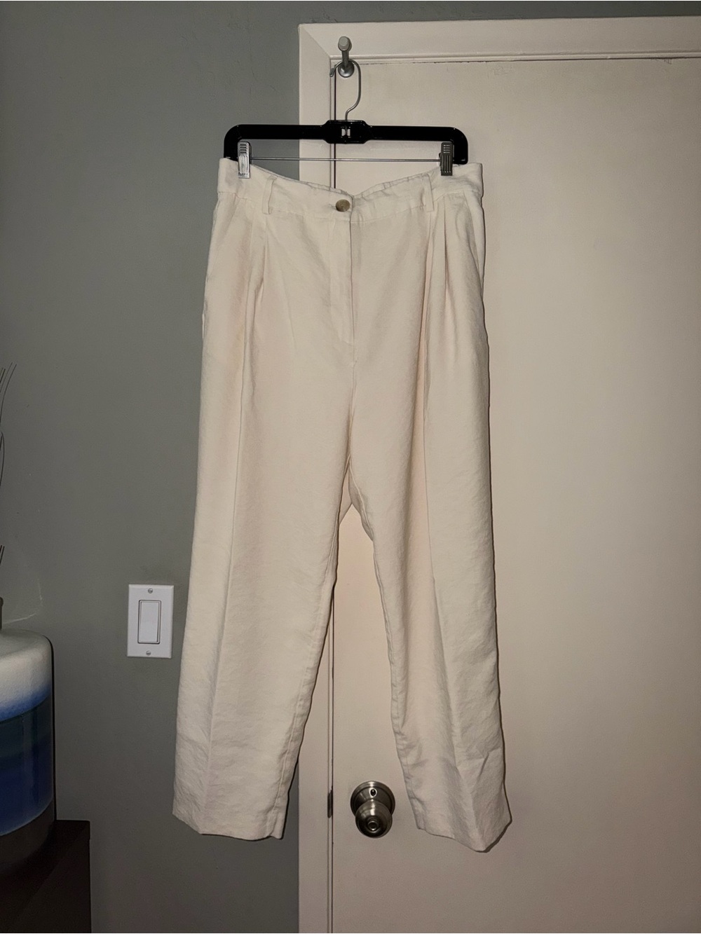 H&M Cream Straight-Leg Trousers